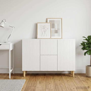 vidaXL Dressoir Hoogglans Wit 89 x 34,5 x 60 cm Bewerkt hout, Verzenden, Nieuw, Overige houtsoorten, Minder dan 50 cm