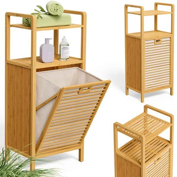 Badkamerkast met Wasmand Bamboe 43L (Interieur), Verzenden, Nieuw