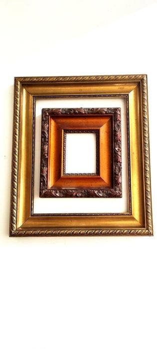 Lijst (2) - Hout, stucwerk, vergulding - Antieke lijst, 2