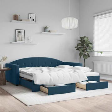 vidaXL Slaapbank met onderschuifbed en lades 100x200 cm, Huis en Inrichting, Slaapkamer | Bedden, 100 cm, Eenpersoons, Nieuw, 200 cm