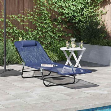 vidaXL Opvouwbare zonnebed Marineblauw 182 x 55 x 85,5 cm, Verzenden, Nieuw