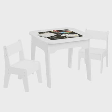 Witte Kinderbureau met 2 Stoelen, Opbergruimte en Dubbelzijd, Verzenden, Nieuw
