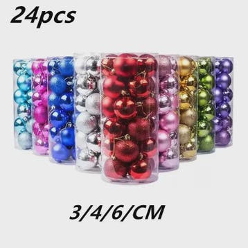 24x Kerstballen Set - 3/4/6cm - Multicolor & Glitter - Kerst, Diversen, Kerst, Verzenden, Nieuw