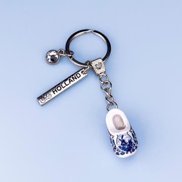 Sleutelhanger houten klomp met bedels Holland - delftsblauw, Ophalen of Verzenden, Nieuw