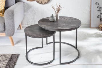 industrieele set van 2 bijzettafels ELEMENTS 60cm grijs, Ophalen of Verzenden, Nieuw