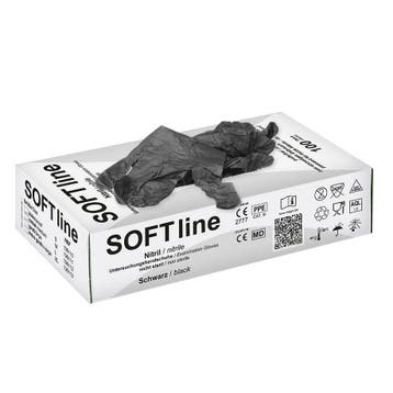 SOFT line Nitril handschoenen - zwart- 100 stuks - Extra, Verzenden, Nieuw