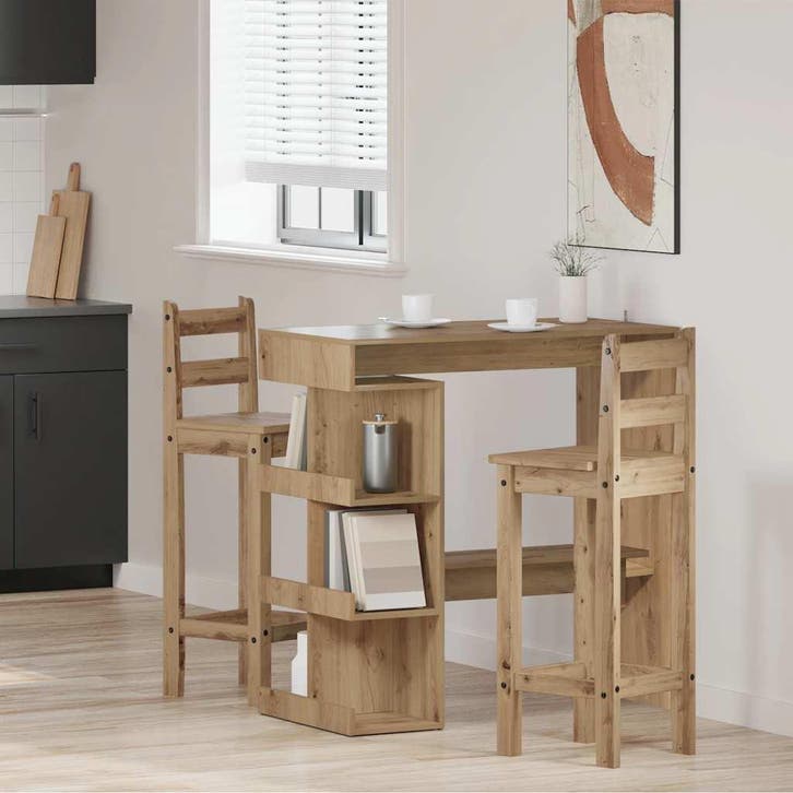 vidaXL Bartafel met opbergrek 100x48x101,5 cm artisanaal, Huis en Inrichting, Tafels | Eettafels, Nieuw, Verzenden