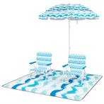 LIVSK 4-delige Strandset - Parasol 173 cm - 2 Opvouwbare Sto, Verzenden, Nieuw