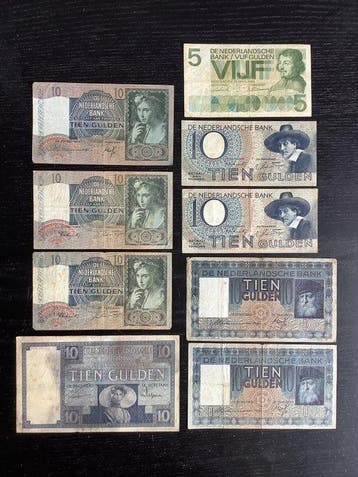 Nederland. - 9 Banknotes - 1929/1966 (Zonder minimumprijs)