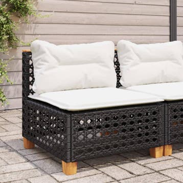 vidaXL Tuinbank zonder armleuning met kussens poly rattan, Tuin en Terras, Verzenden, Nieuw