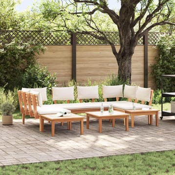 vidaXL Tuinbankenset 4 st Bruin en Crème, Tuin en Terras, Tuinsets en Loungesets, Verzenden, Nieuw, 4 zitplaatsen