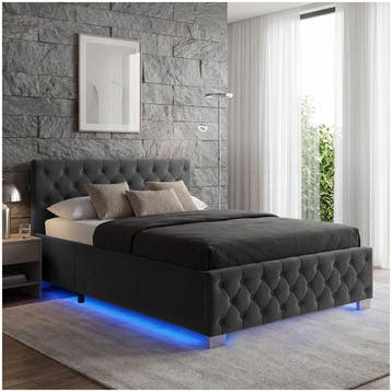 Gestoffeerd bed met LED-strips & opbergruimte, Verzenden, Nieuw