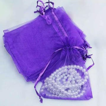 c.a. 100 x  mini organza zakjes 5 x 7 cm Paars, Ophalen of Verzenden, Nieuw