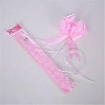 Poly Ribbon Strik met roospatroon Roze 10 stuks 50 mm, Ophalen of Verzenden, Nieuw