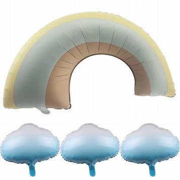 4-delige folie ballonnen set regenboog met wolken, Kinderen en Baby's, Kinderkamer | Inrichting en Decoratie, Verzenden, Nieuw