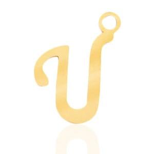 Roestvrij stalen (RVS) Stainless steel bedels initial U Goud, Ophalen of Verzenden, Nieuw, Bedel