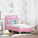 vidaXL Peuterbedframe met hoofdbord Roze 70 x 140 cm Stof, Verzenden, Nieuw, Stof
