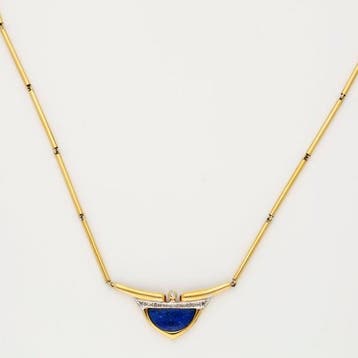 Ketting met hanger - 8 karaat Geel goud - 0.02ct. tw., Sieraden, Tassen en Uiterlijk, Antieke sieraden