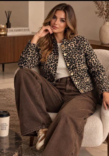 Spijkerjasje Leopard – trendy denim jasje met stoere leopard, Kleding | Dames, Kids &meer, Nieuw, Bruin, Jasje