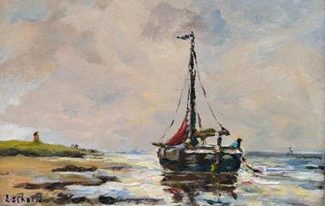 L. Scheen pseudoniem van A. Blok (1935) - Vissersboot bij de, Antiek en Kunst