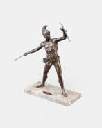 antieke strijder met speer en schild - sculptuur, Soldato -, Antiek en Kunst