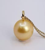 Hanger - 14 karaat Geel goud - 12x13 mm South Sea-parel