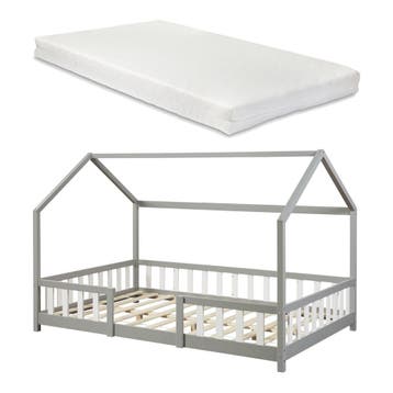 Kinderbed Sisimiut huisbed met matras 120x200 cm lichtgrijs, Kinderen en Baby's, Kinderkamer | Bedden, Verzenden, Nieuw