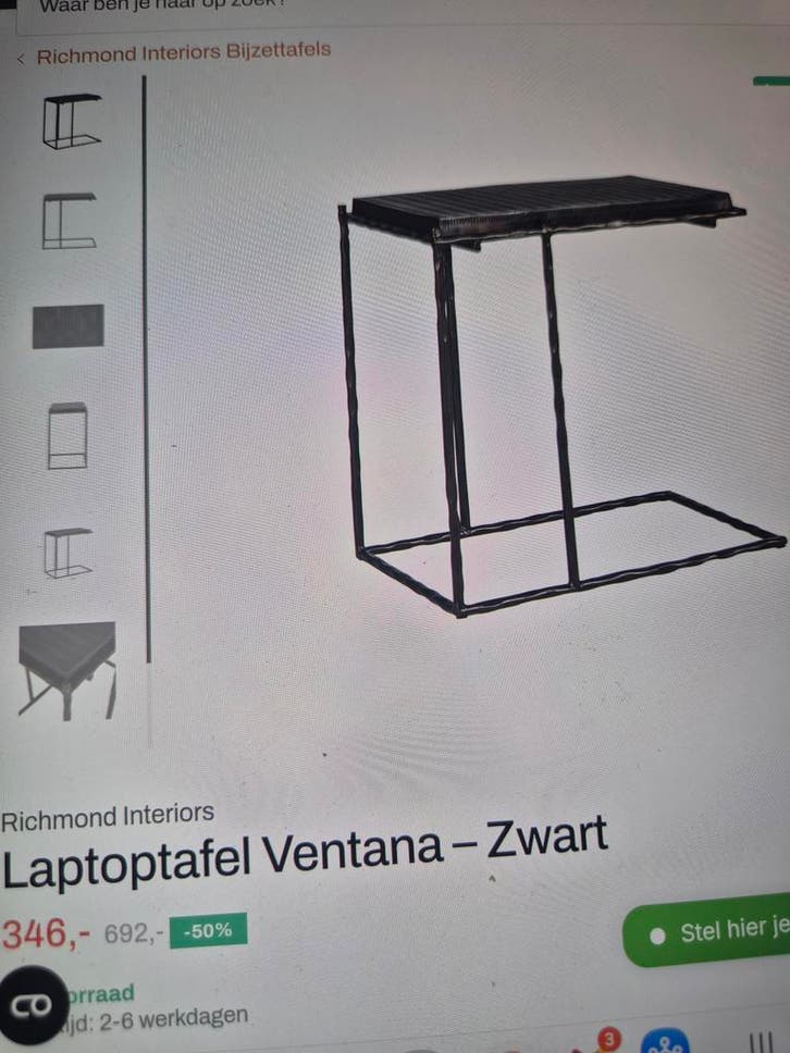 Richmond LUX bijzettafel Ventana zwart aluminium en ijzer, Huis en Inrichting, Tafels | Bijzettafels, Nieuw, Ophalen