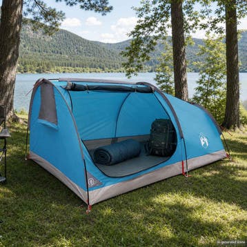 vidaXL Hiking Tent Waterdicht 2-persoons Blauw, Verzenden, Nieuw, Tot en met 2
