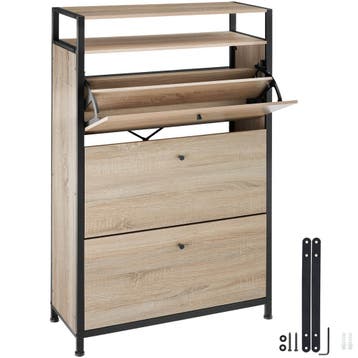 Schoenenkast - Industrieel licht hout, eiken Sonoma, 81 cm, Verzenden, Nieuw