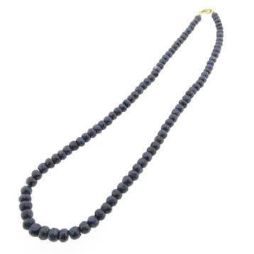 Saffier kralen ketting met gouden slot, Gebruikt, Ophalen of Verzenden, Met edelsteen, Goud