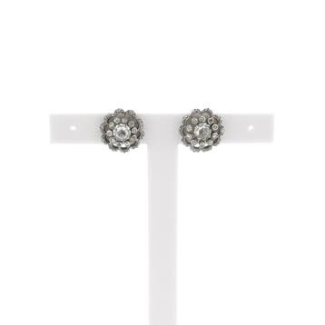 Victoriaanse goud met zilveren oorstekers met diamanten;..., Sieraden, Tassen en Uiterlijk, Oorbellen, Gebruikt, Ophalen of Verzenden