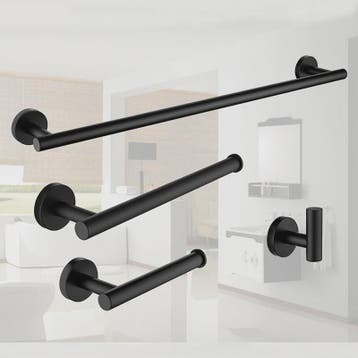 Zwarte RVS Wandmontage Set: Handdoekrek, Toiletrolhouder & H, Verzenden, Nieuw