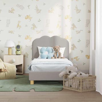 vidaXL Peuterbedframe met hoofdbord Lichtgrijs 70 x 140 cm, Verzenden, Nieuw, Stof