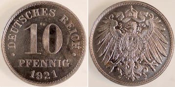 10 Pfennig Duitsland Probe 10 Pf Eisen 1921 ohne Muenzzei..., Verzenden