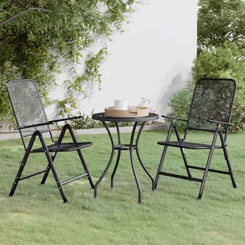 vidaXL 3-delige Tuinset metaalgaas antracietkleurig, Verzenden, Nieuw, 2 zitplaatsen, Tuinset