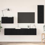 vidaXL Wand TV Kast Wandgemonteerd 4 pcs Zwart Eiken Bewerkt, Minder dan 50 cm, Verzenden, Nieuw, Minder dan 100 cm