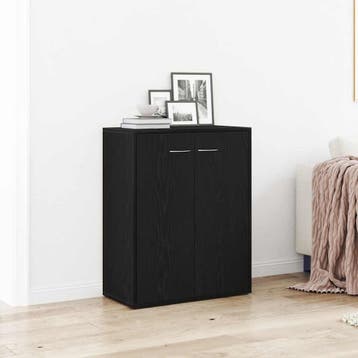 vidaXL Dressoir Zwart Eiken 60x30x75 cm Engineered Wood, Verzenden, Nieuw, Overige houtsoorten