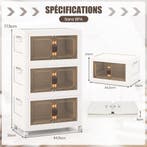 Opbergbox met deksel - Opbergdoos - 3x25L - Wit - COSTWAY, Verzenden, Zo goed als nieuw