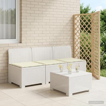 vidaXL 3-zits tuinbank met kussens in rattanlook 3-zits PP, Verzenden, Nieuw