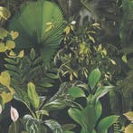 Profhome 396981-GU Bloemen behang jungle mat groen zwart, Verzenden