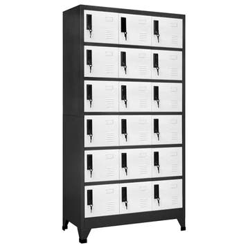 vidaXL Lockerkast 90x40x180 cm staal antracietkleurig en wit, Verzenden, Nieuw