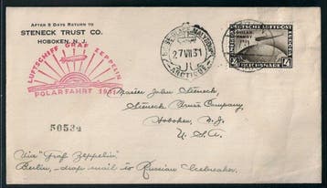 Duitse Rijk 1931 - Duitse Rijk 458, Polare tocht 4 RM op een, Gestempeld