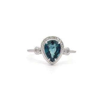 Ring - 14 karaat Witgoud - 1.46ct. tw. Saffier - Diamant, Nieuw