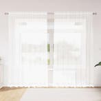 vidaXL Kantgordijn met gordijnen Bloemen Wit 245 x 200 cm, Verzenden, Nieuw, Wit