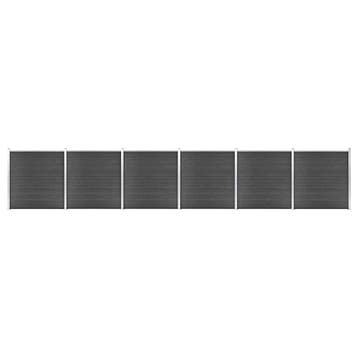 vidaXL Schuttingpanelenset 1045x186 cm HKC zwart, Tuin en Terras, Verzenden, Nieuw, Kunststof, 1 tot 2 meter