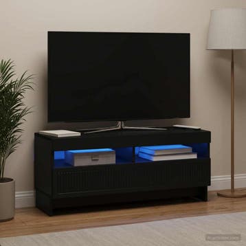 vidaXL LED tv-meubel EDE 100 x 35 x 43 cm Zwart Bewerkt hout, Minder dan 50 cm, Verzenden, Nieuw, Minder dan 100 cm