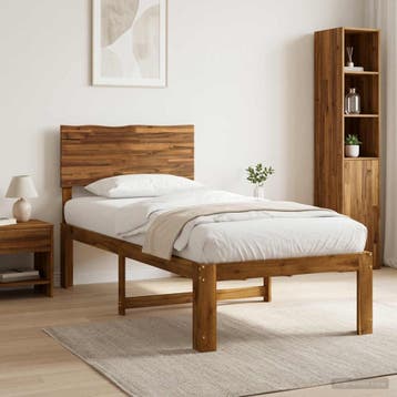 vidaXL Eenpersoonsbed met hoofdbord ROSTOCK Naturel 90 x 190, Eenpersoons, Bruin, Verzenden, Nieuw