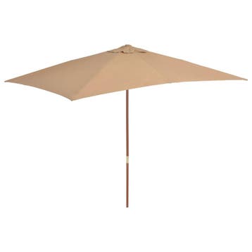 vidaXL Parasol met houten paal 200x300 cm taupe, Verzenden, Nieuw, 2 tot 3 meter