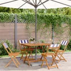 vidaXL 5-delige Tuinset massief hout en stof blauw en wit, Verzenden, Nieuw, Hardhout, Tuinset